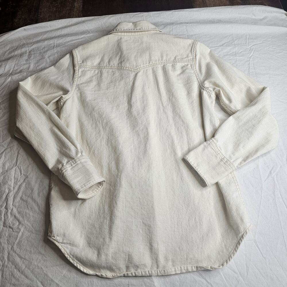 Faherty Out West Shirt Ecru Chambray Cream Women S Snap Button Down Western - Picture 7 of 7